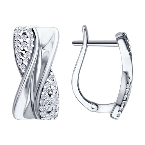 Серьги из серебра с фианитами - видео на модели