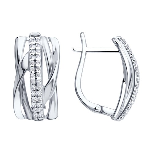 Серьги из серебра с фианитами из серебро