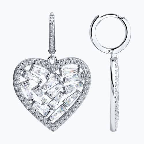 Серьги из серебра с фианитами - видео на модели