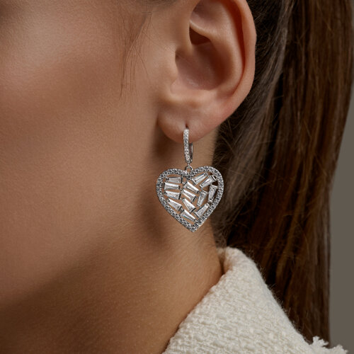 Серьги из серебра с фианитами из серебро — вид 3