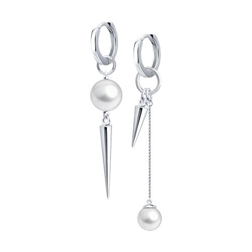 Серьги из серебра с синтетическим жемчугом из серебро