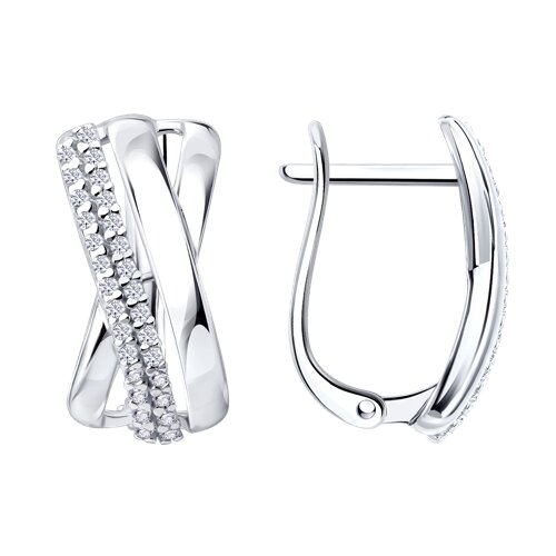 Серьги из серебра с фианитами - видео на модели