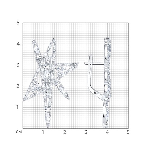 Серьги из серебра с фианитами из серебро — вид 5