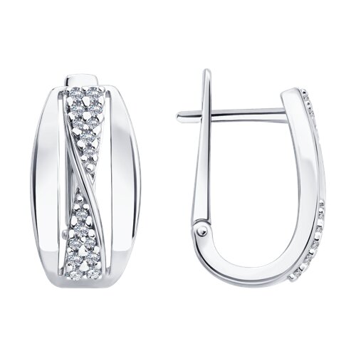 Серьги из серебра с фианитами - видео на модели