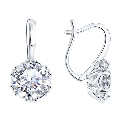 Серьги из серебра с фианитами - видео на модели