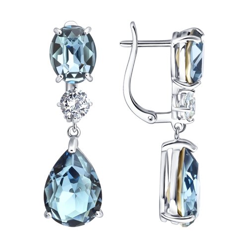 Серьги из серебра с кристаллами и фианитами - видео на модели