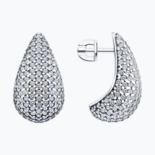 Серьги из серебра с фианитами - видео на модели