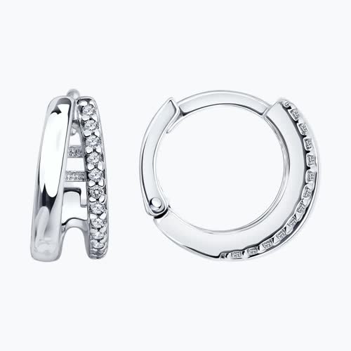 Серьги из серебра с фианитами