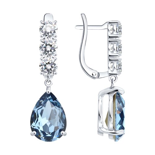 Серьги из серебра с и фианитами - видео на модели