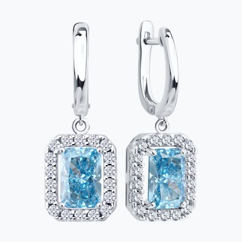 Серьги из серебра с фианитами из серебро — вид 2