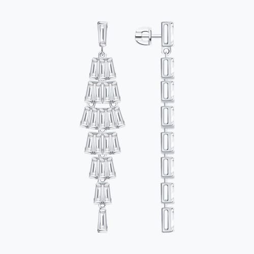 Серьги из серебра с фианитами - видео на модели