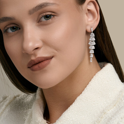 Серьги из серебра с фианитами из серебро — вид 4