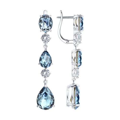 Серьги из серебра с кристаллами и фианитами - видео на модели