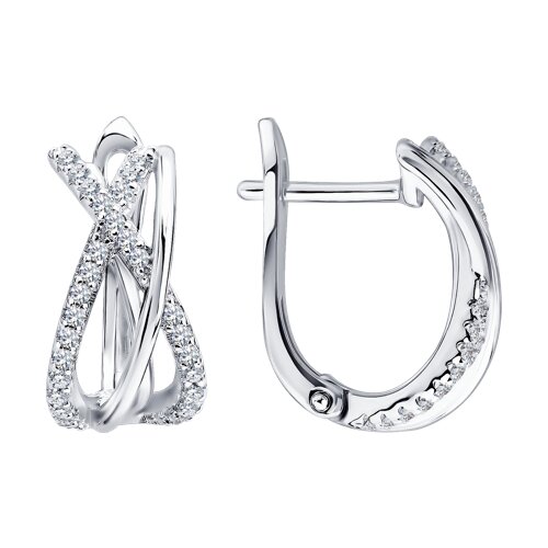 Серьги из серебра с фианитами из серебро