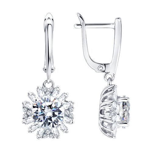 Серьги из серебра с фианитами из серебро