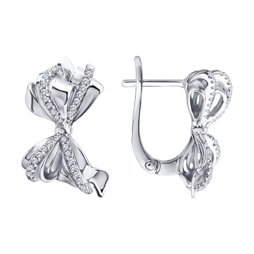 Серьги из серебра с фианитами из серебро