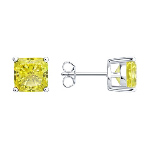 Серьги из серебра с фианитами из серебро