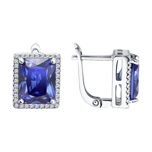 Серьги из серебра с фианитами из серебро