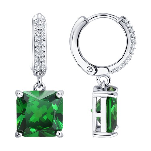 Серьги из серебра с фианитами из серебро