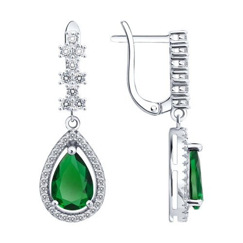 Серьги из серебра с фианитами из серебро