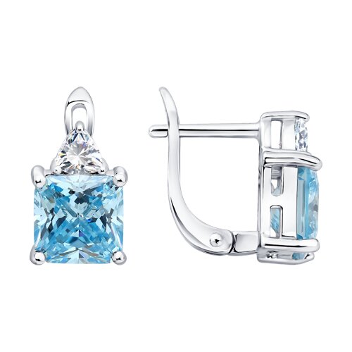 Серьги из серебра с фианитами из серебро