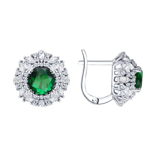 Серьги из серебра с фианитами из серебро