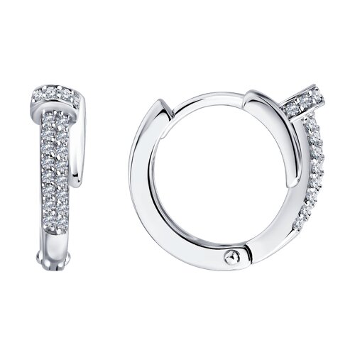 Серьги из серебра с фианитами из серебро