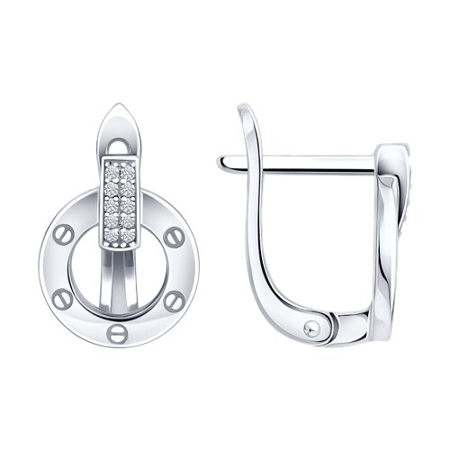 Серьги из серебра с фианитами из серебро