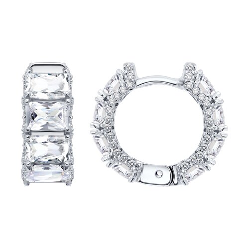 Серьги из серебра с фианитами из серебро