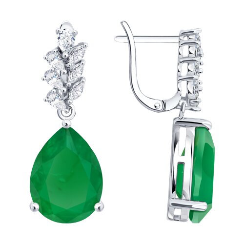 Серьги из серебра с фианитами из серебро