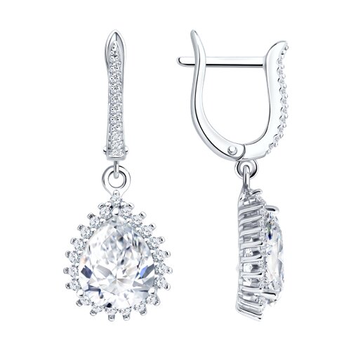 Серьги из серебра с фианитами из серебро