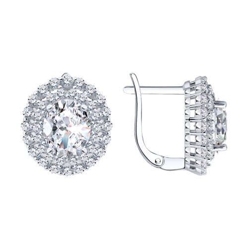 Серьги из серебра с фианитами из серебро