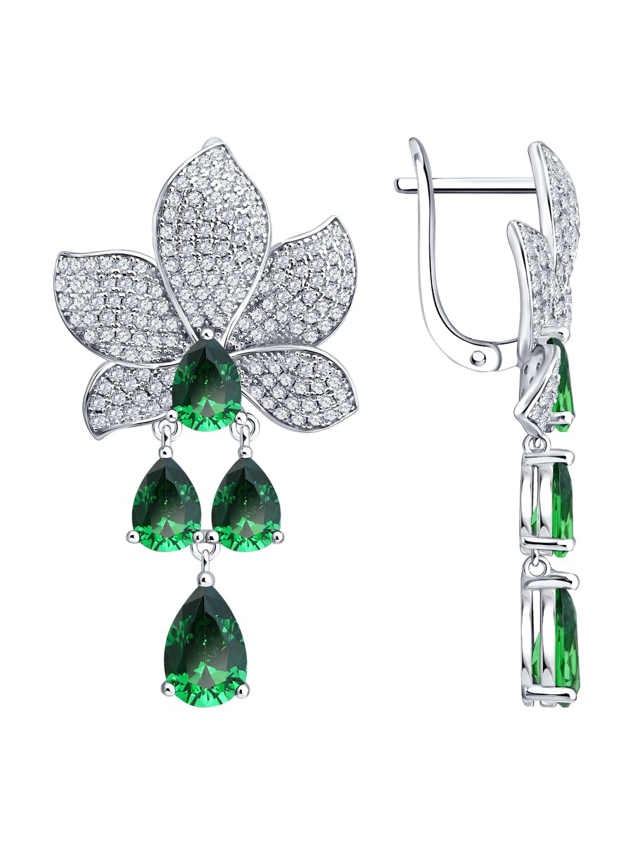 Серьги из серебра с фианитами из серебро