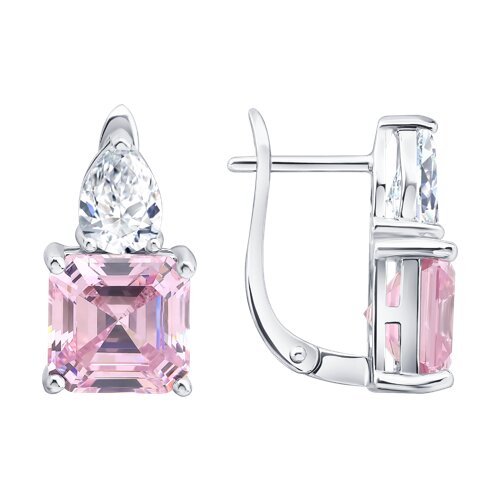 Серьги из серебра с фианитами из серебро