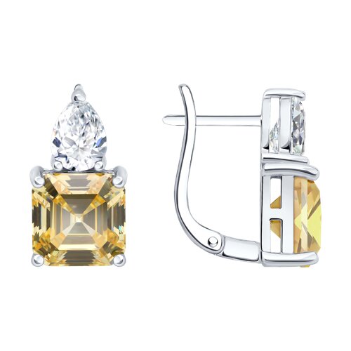 Серьги из серебра с фианитами из серебро