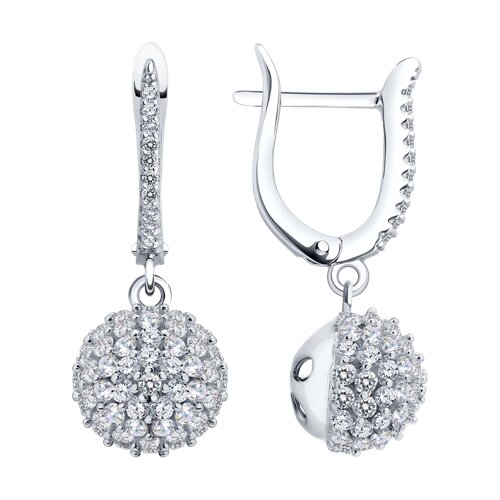 Серьги из серебра с фианитами из серебро