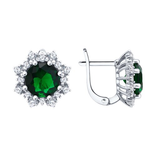 Серьги из серебра с фианитами из серебро