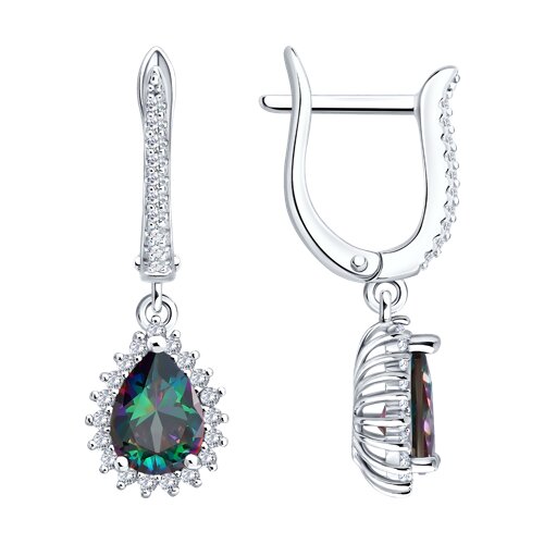 Серьги из серебра с фианитами из серебро