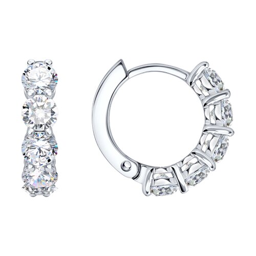 Серьги из серебра с фианитами из серебро