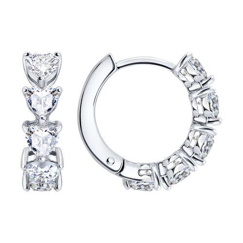 Серьги из серебра с фианитами из серебро