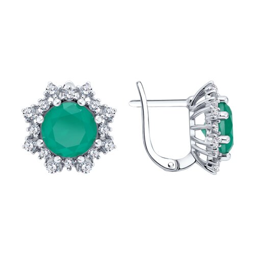 Серьги из серебра с фианитами из серебро