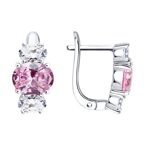 Серьги из серебра с фианитами из серебро