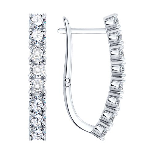 Серьги из серебра с фианитами из серебро
