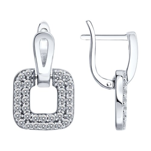 Серьги из серебра с фианитами из серебро