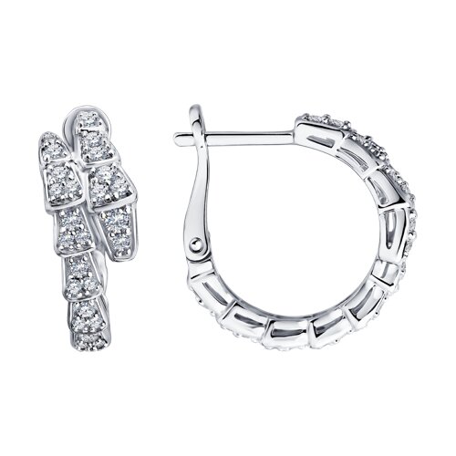 Серьги из серебра с фианитами из серебро