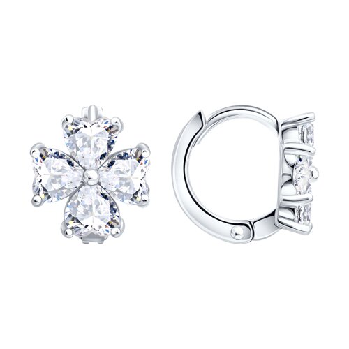 Серьги из серебра с фианитами из серебро