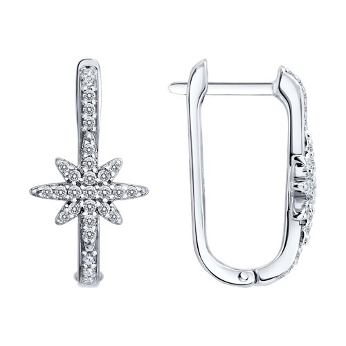 Серьги из серебра с фианитами из серебро