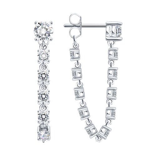 Серьги из серебра с фианитами из серебро