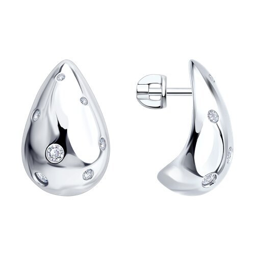 Серьги из серебра с фианитами из серебро