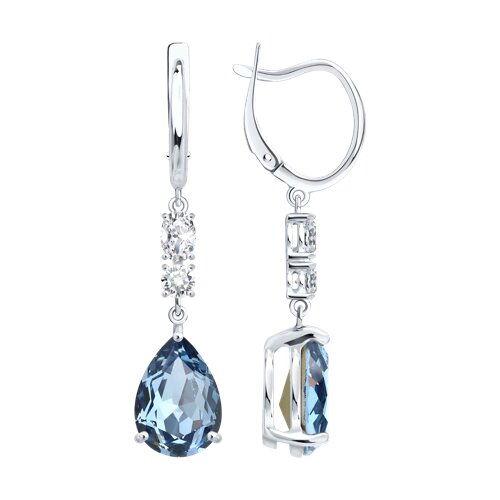 Серьги из серебра с кристаллами и фианитами - видео на модели